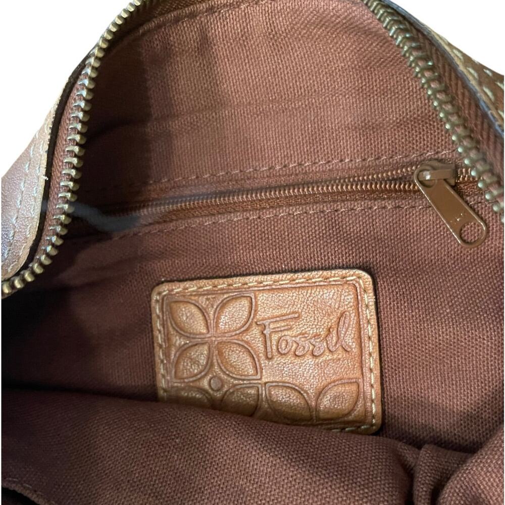 Fossil Leather Suede Purse Boho Patchwork Crossbody Shoulderbag - Picture 10 of 11